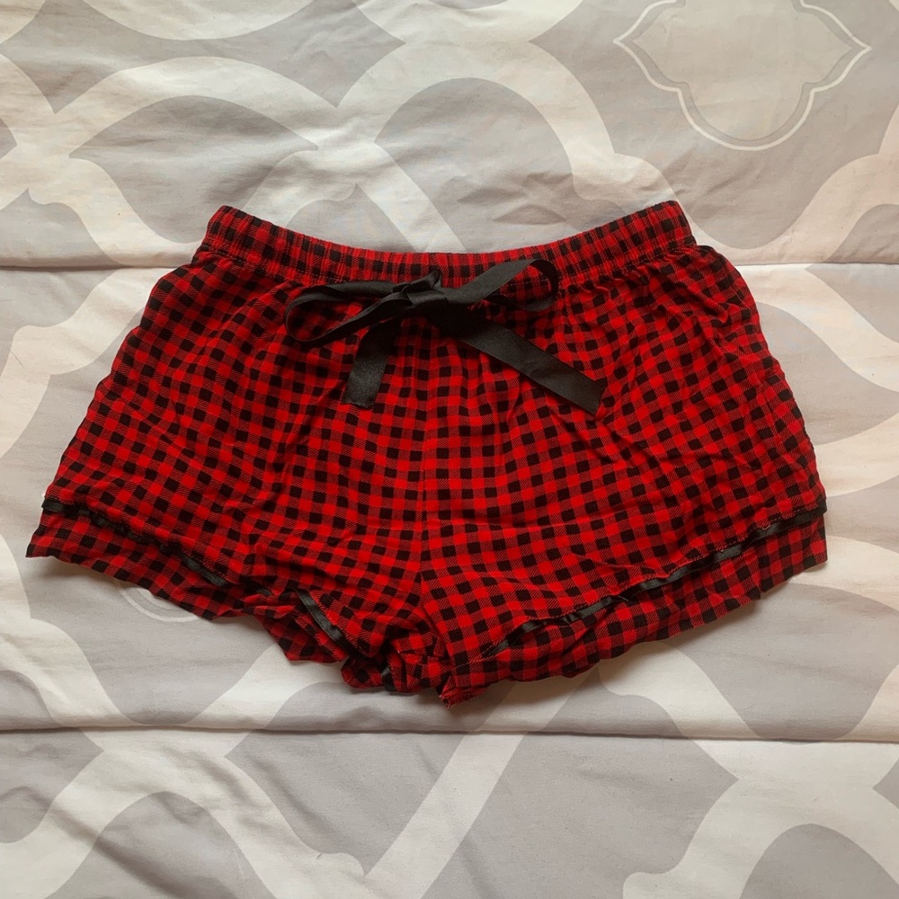 Red & Black Checkjared Pajama Shorts